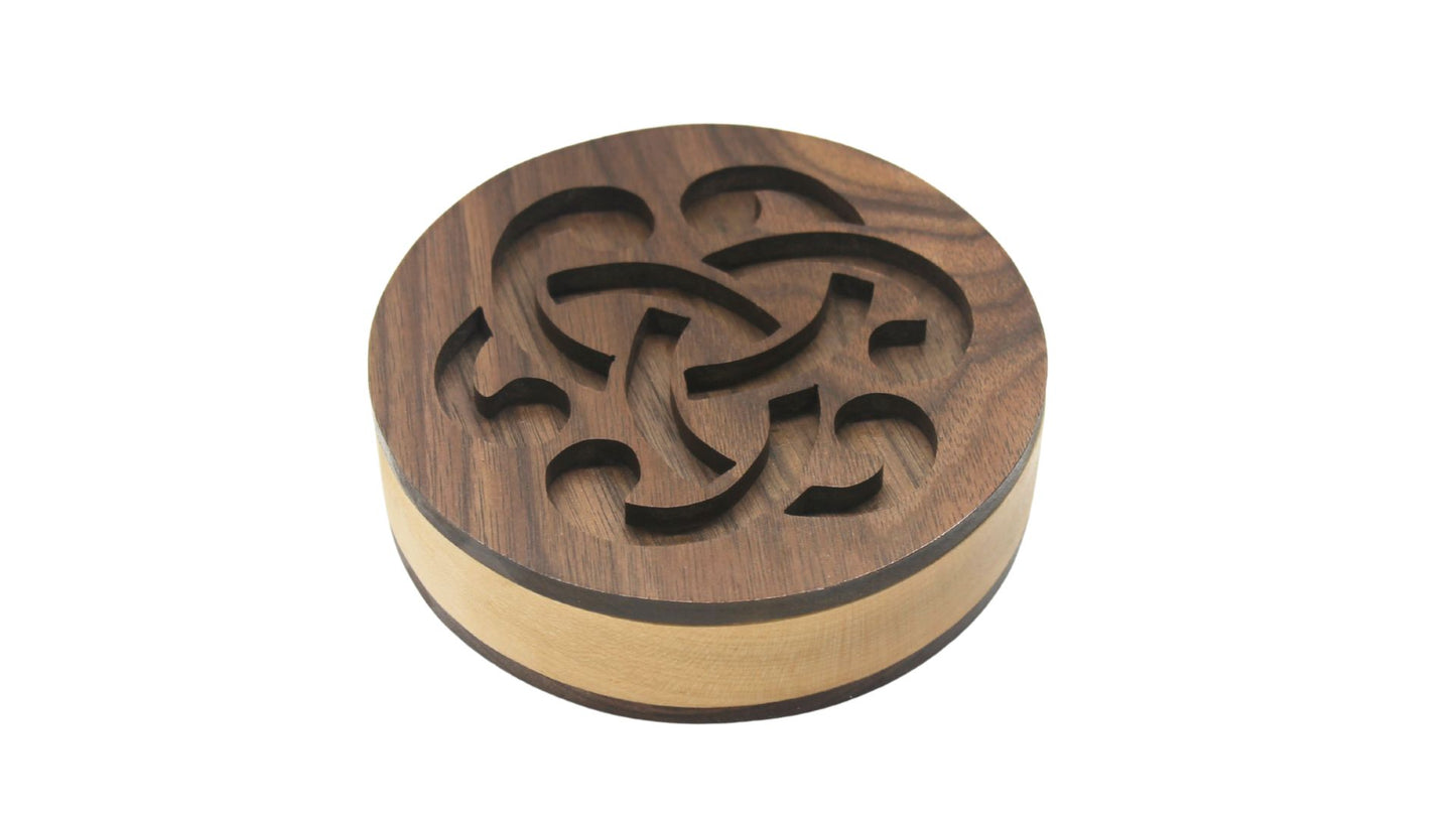 Celtic knot design top, wood jewelry or keepsake box