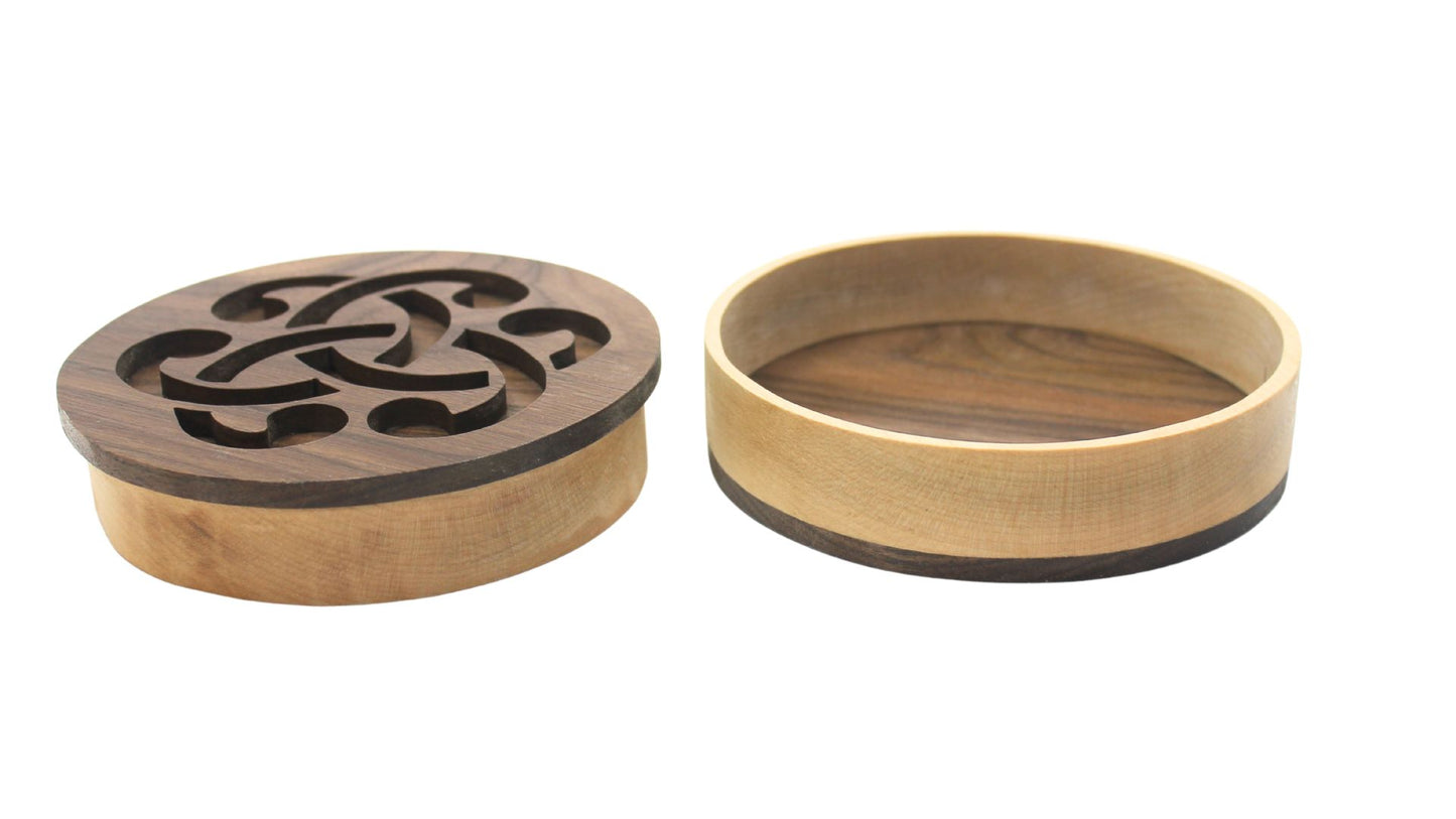Celtic knot design top, wood jewelry or keepsake box