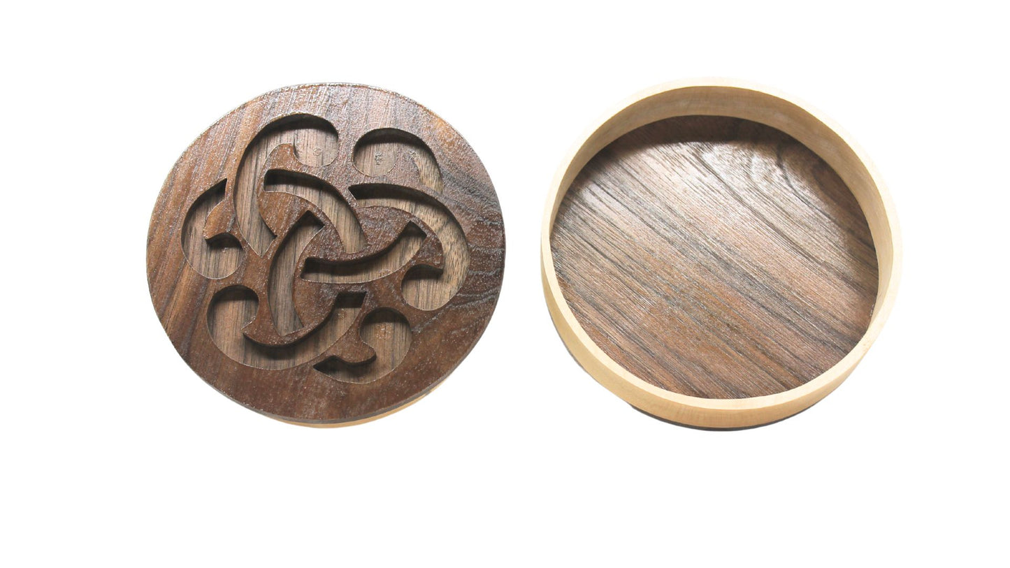 Celtic knot design top, wood jewelry or keepsake box