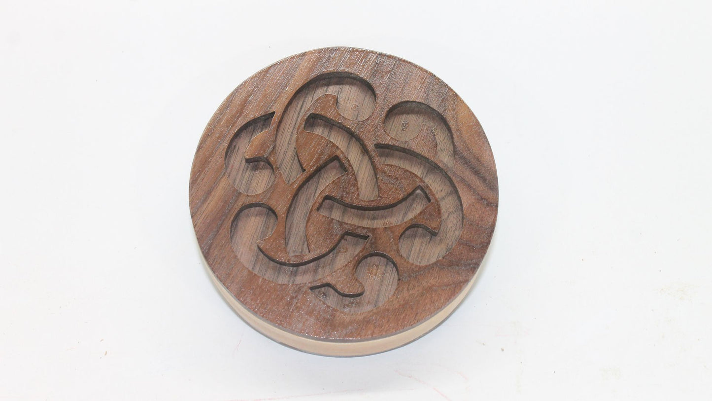 Celtic knot design top, wood jewelry or keepsake box