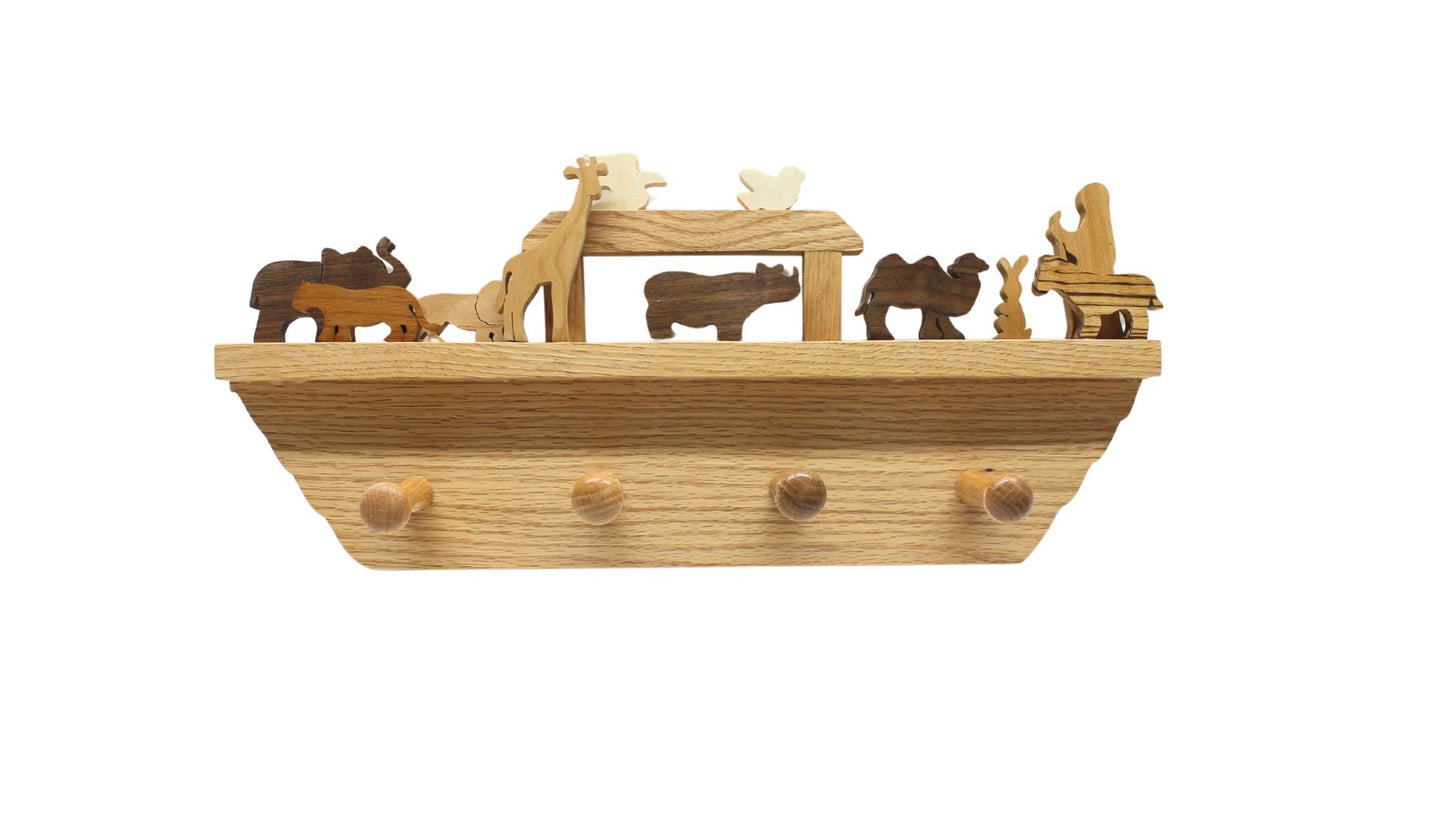 Noah's Ark wall hanging with Shaker pegs. Great child's room practical decoration