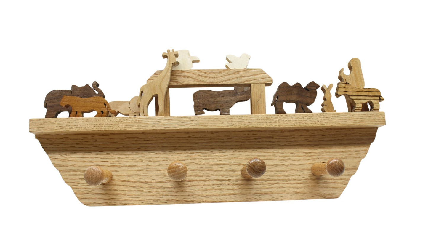 Noah's Ark wall hanging with Shaker pegs. Great child's room practical decoration