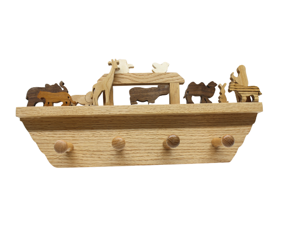 Noah's Ark wall hanging with Shaker pegs. Great child's room practical decoration