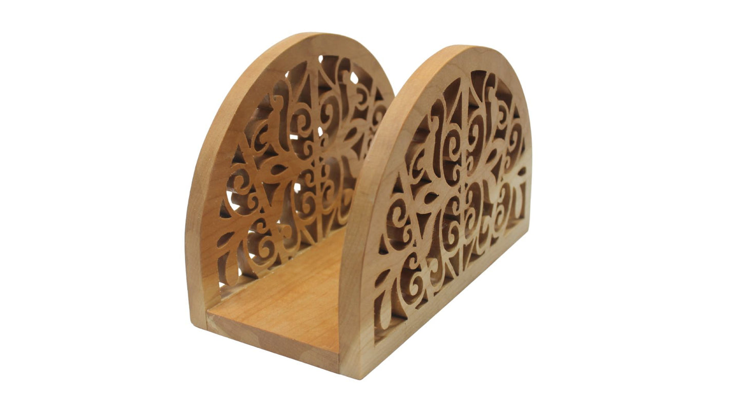 Napkin holder and matching coasters set, hand cut from oak or cherry. Great housewarming gift