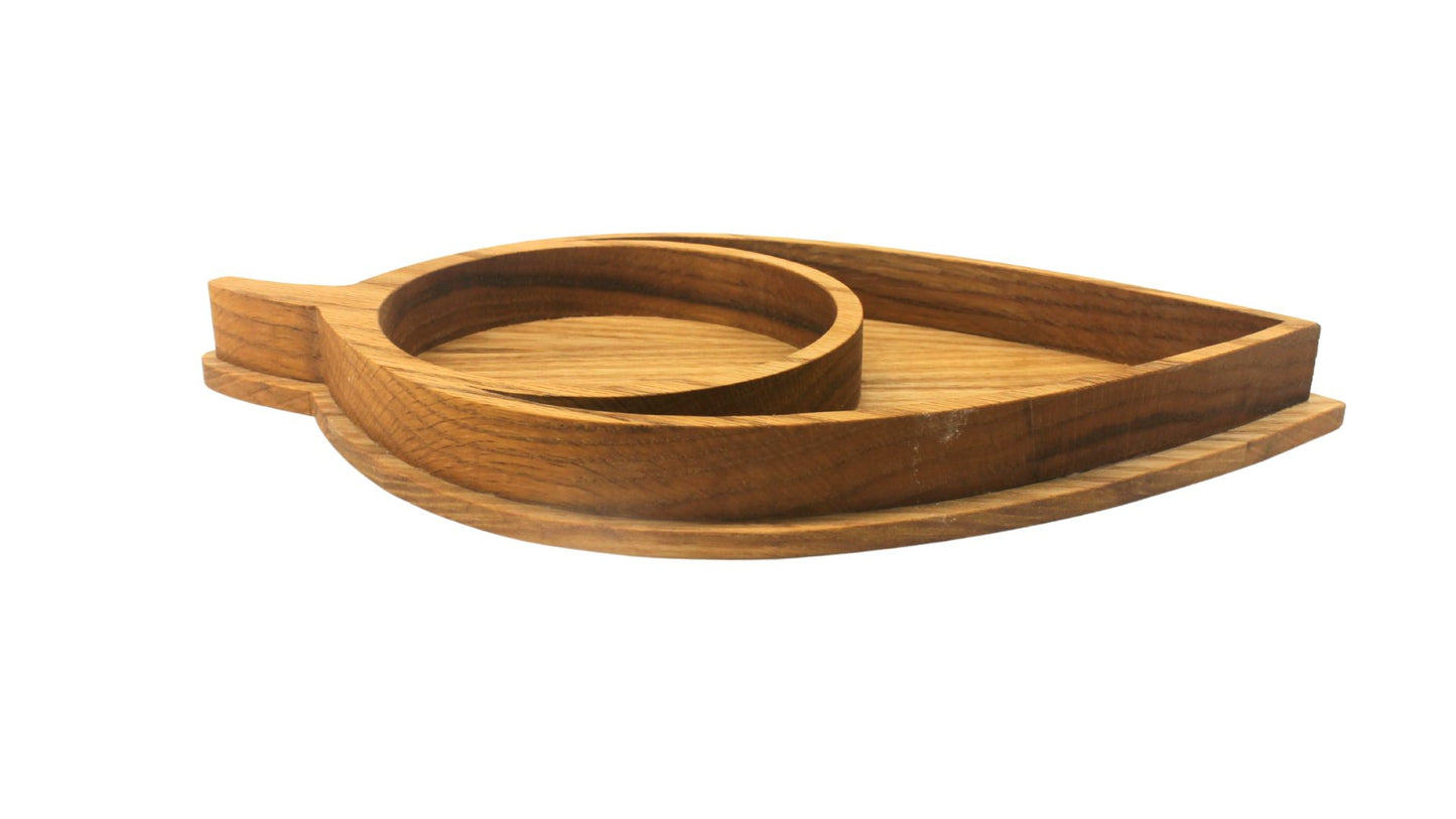 Candy or snack serving dish shaped like a long leaf
