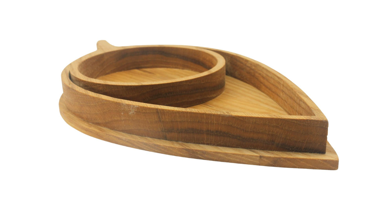 Candy or snack serving dish shaped like a long leaf
