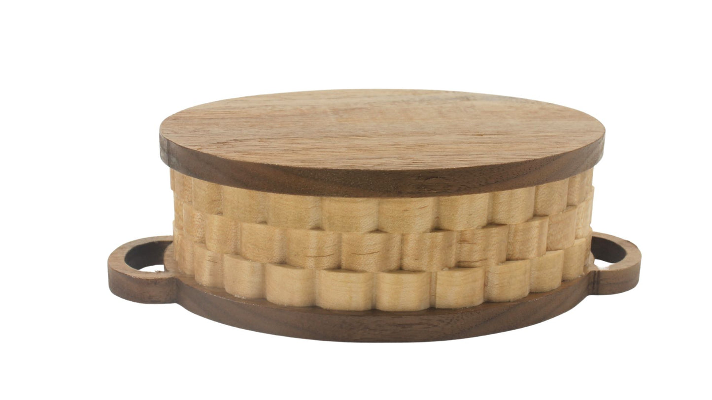 Small wooden basket with handles