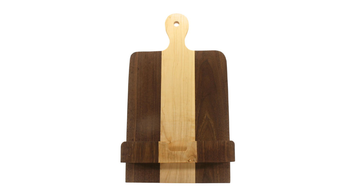Cookbook holder stand made from walnut and maple