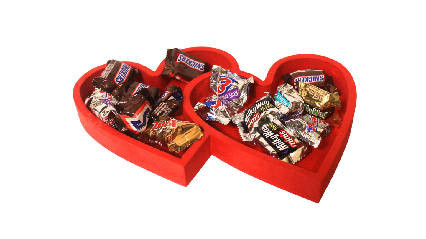 Double heart tray to use as a candy dish or for a catchall