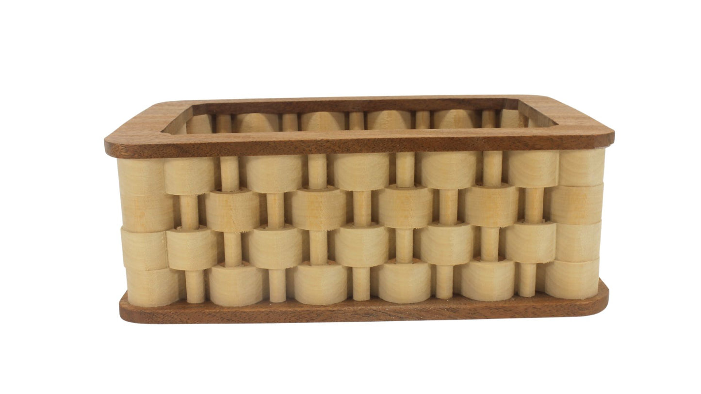 Wooden basket, looks like the sides are woven