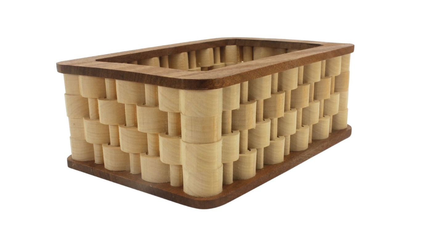 Wooden basket, looks like the sides are woven