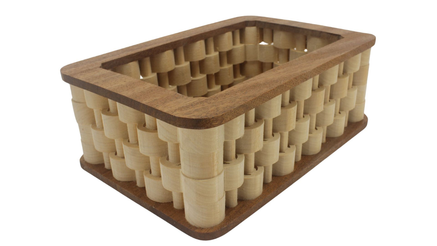 Wooden basket, looks like the sides are woven