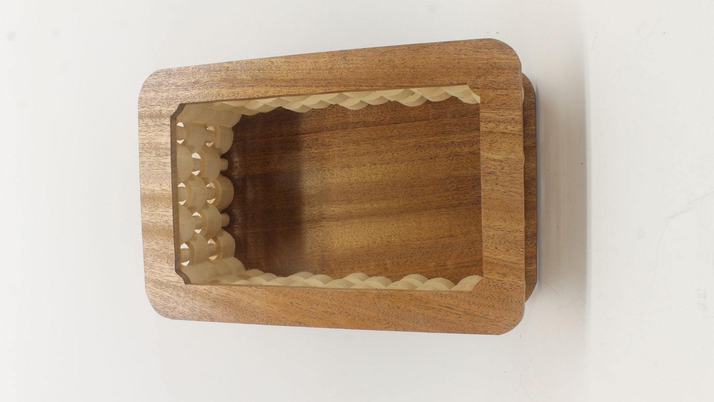 Wooden basket, looks like the sides are woven