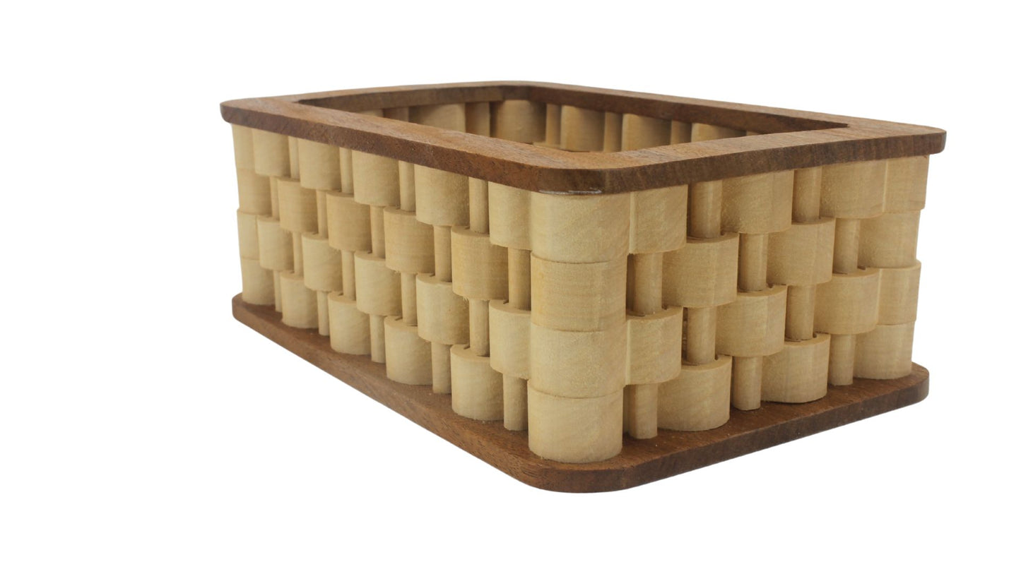 Wooden basket, looks like the sides are woven