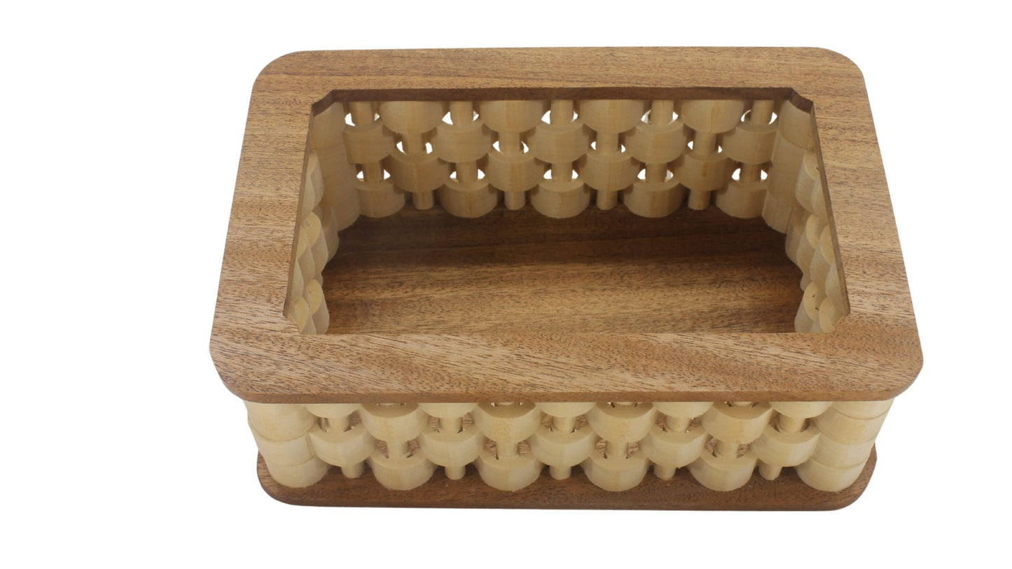 Wooden basket, looks like the sides are woven
