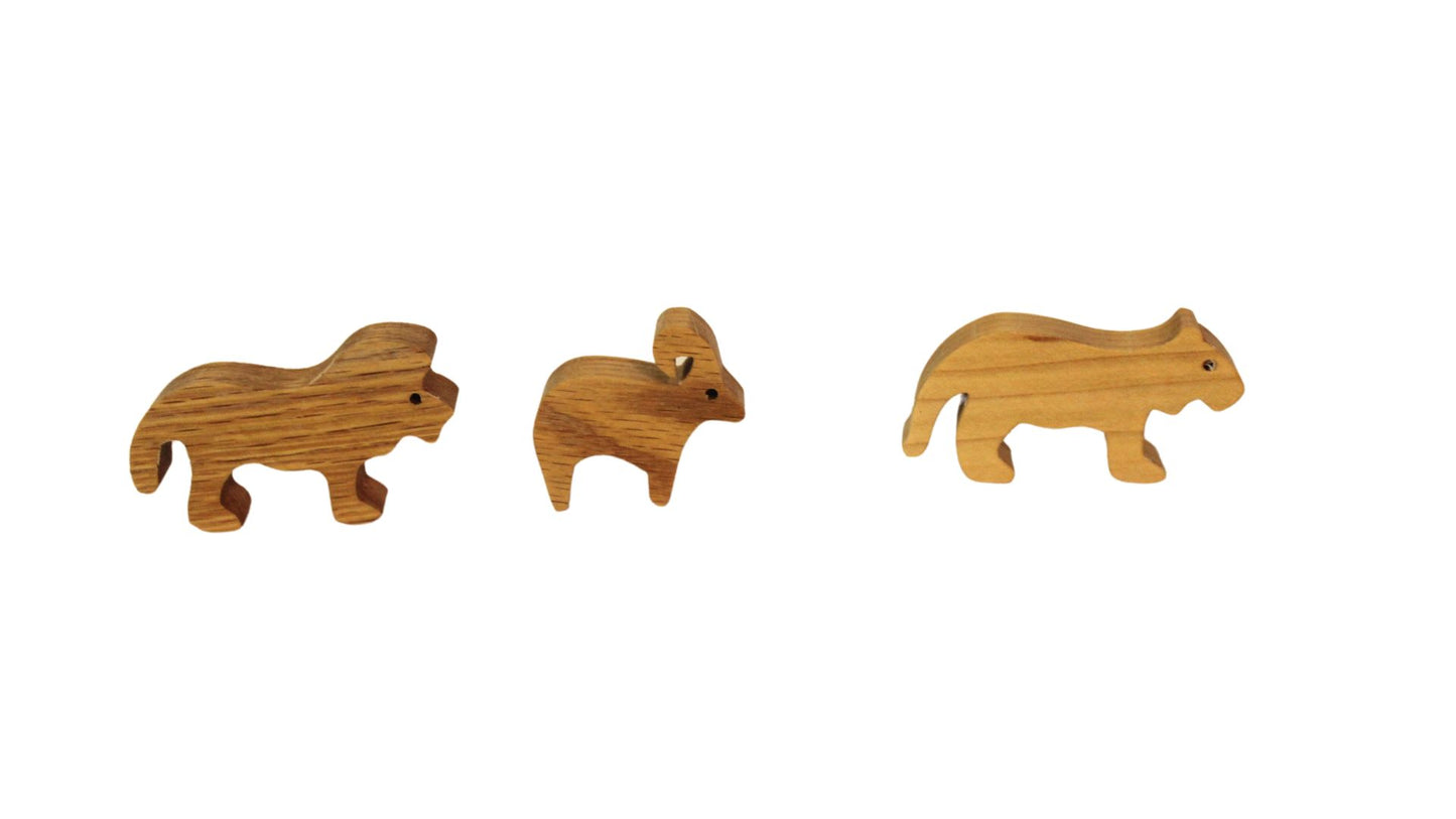 Handcrafted Wooden Noah's Ark with Animal Pairs: Oak, Cherry, or Walnut