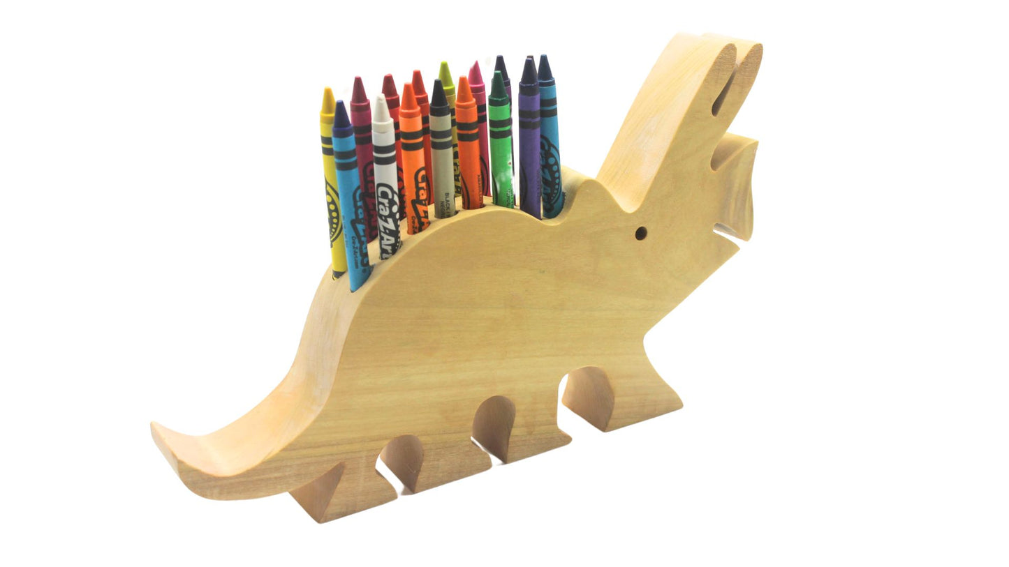 Dinosaur-Shaped Crayon Organizer - Keep 16 Included Crayons Neat and Tidy