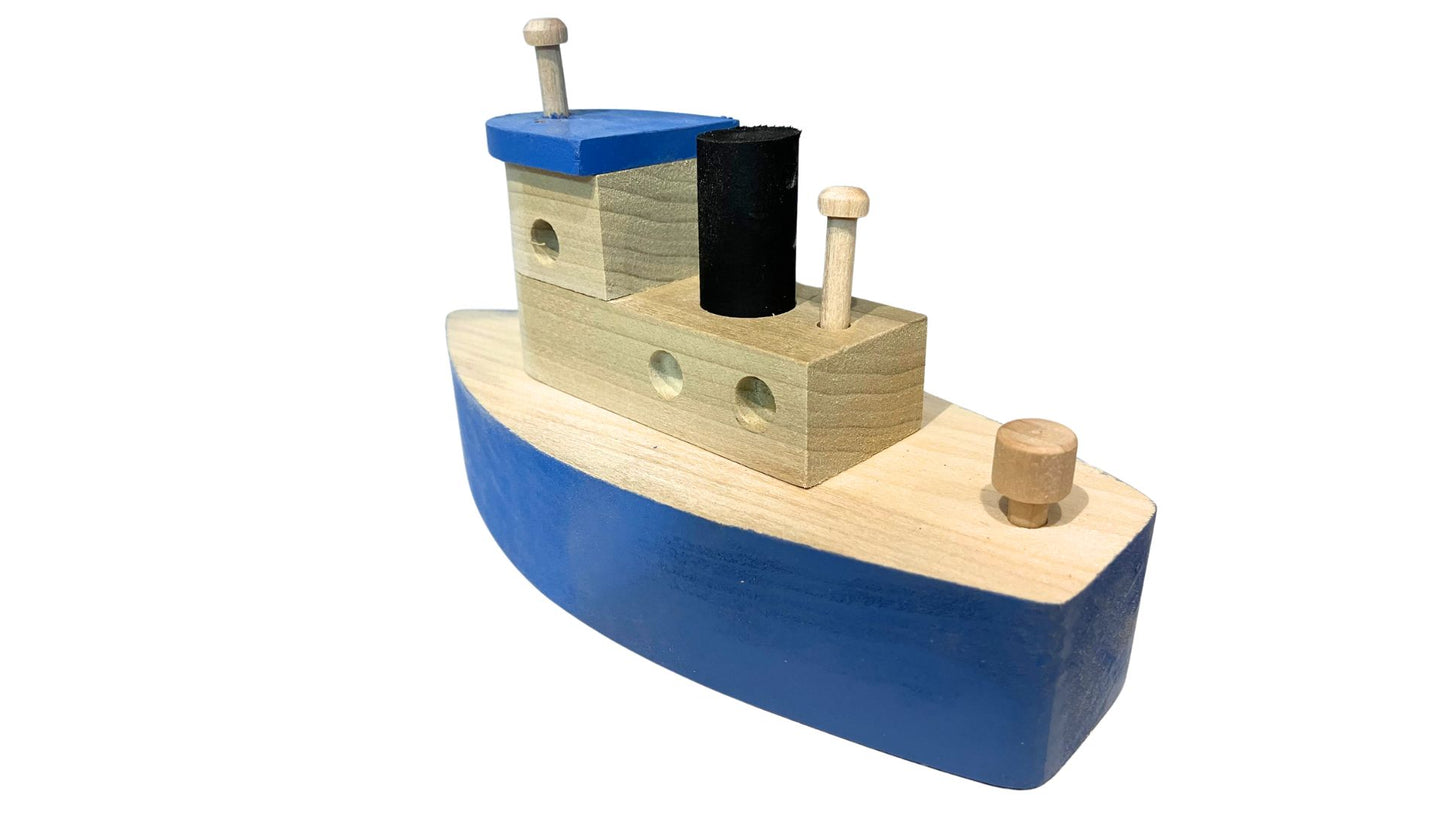 Toy Wood Tugboat (Indoor Use Only, Not Designed to Float). Handcrafted from Hardwood