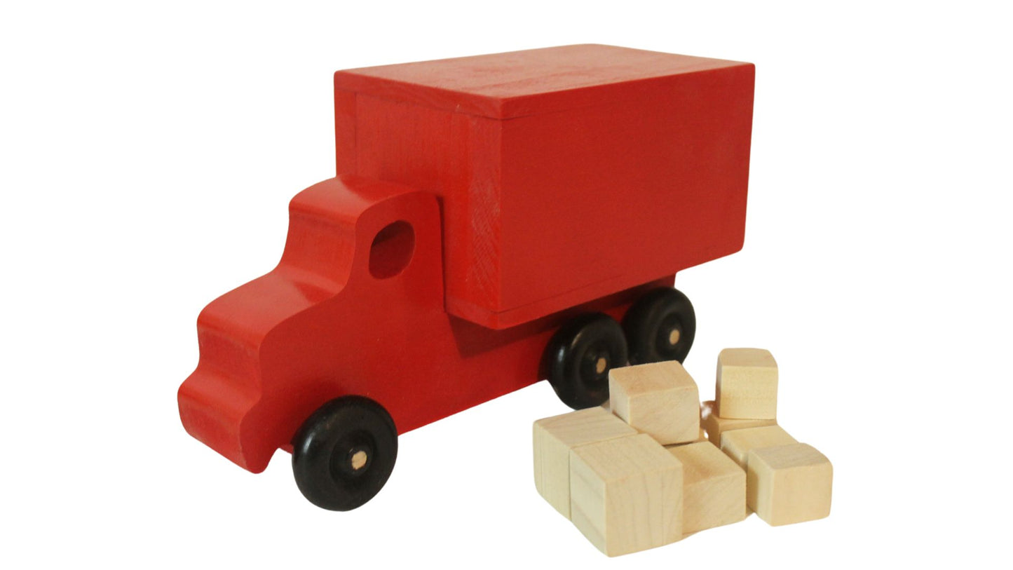Wooden Moving Truck Toy: Solid Hardwood, Wood Block Packages