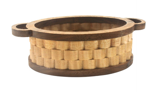 Small wooden basket with handles