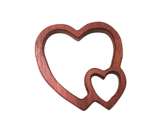 Double heart decoration made from Purpleheart wood
