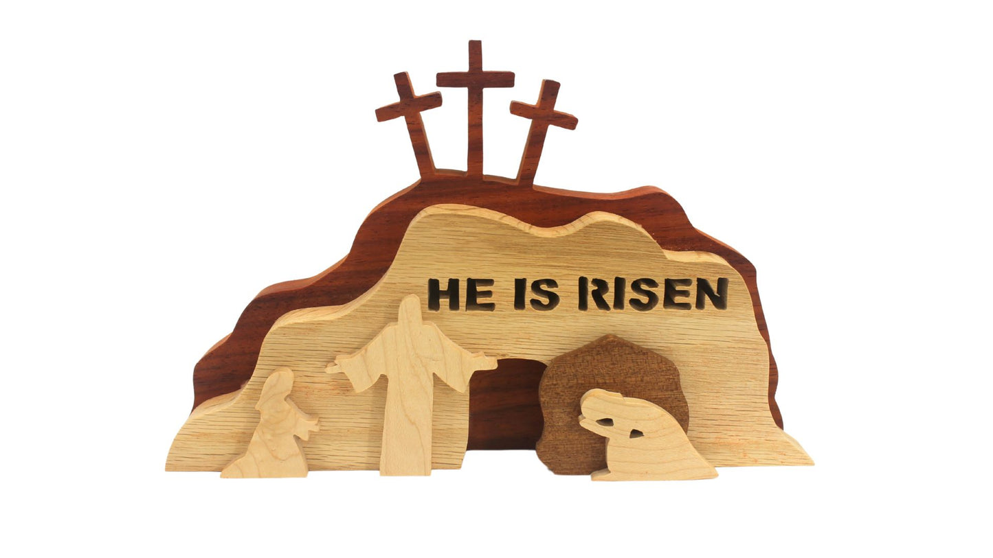 "He is risen" resurrection scene