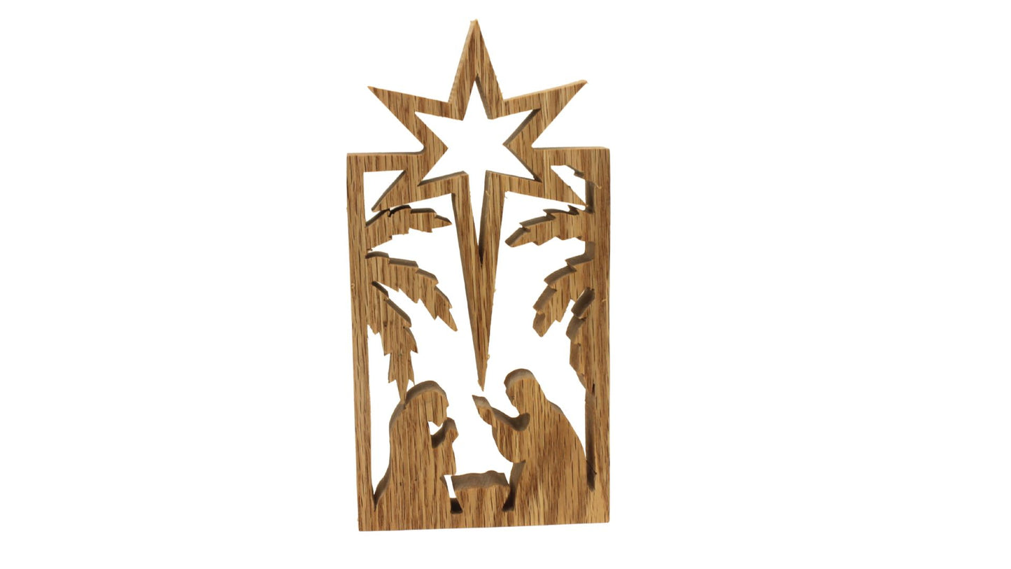 One-piece Nativity display for desk or shelf