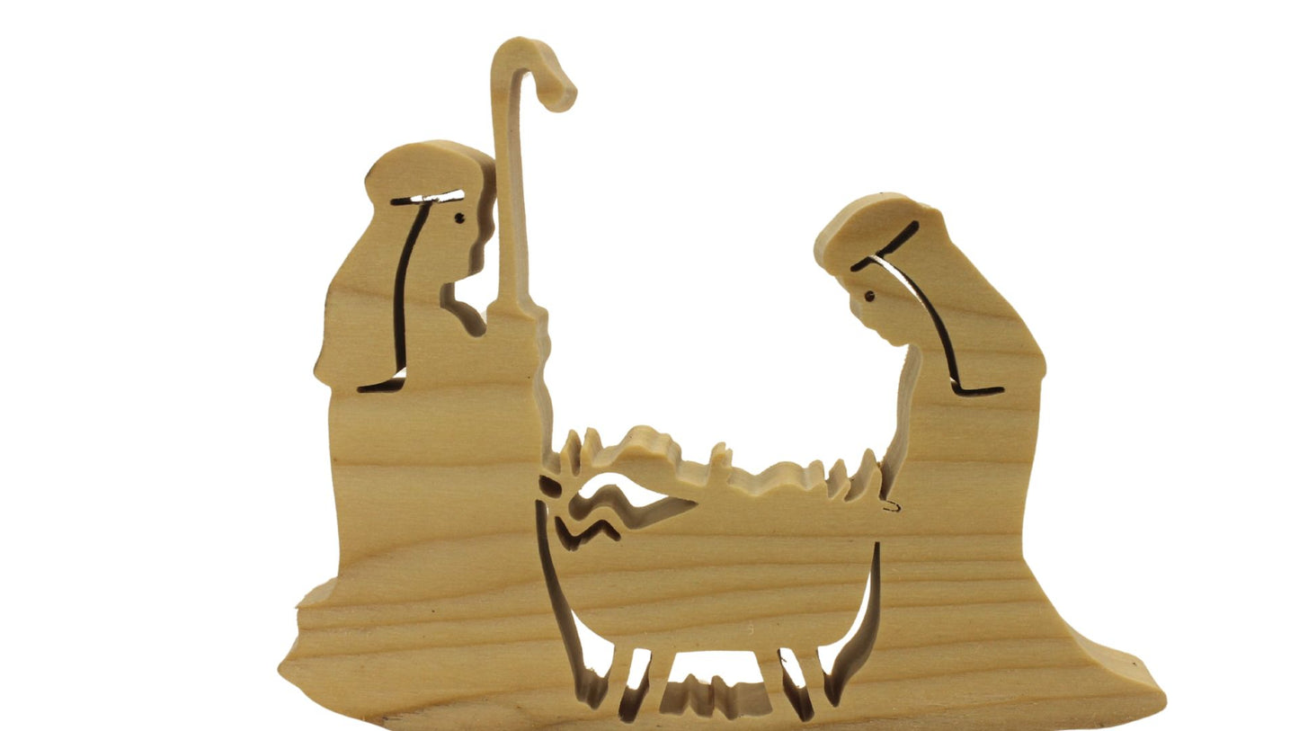 O Holy Night nativity set, Joseph, Jesus and Mary, shepherd and animals