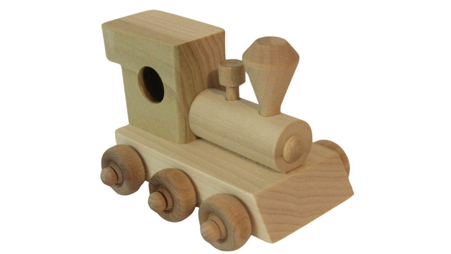 Personalized Wood Toy Train with Engine, Five Cars, and Caboose to Spell a Child's Name