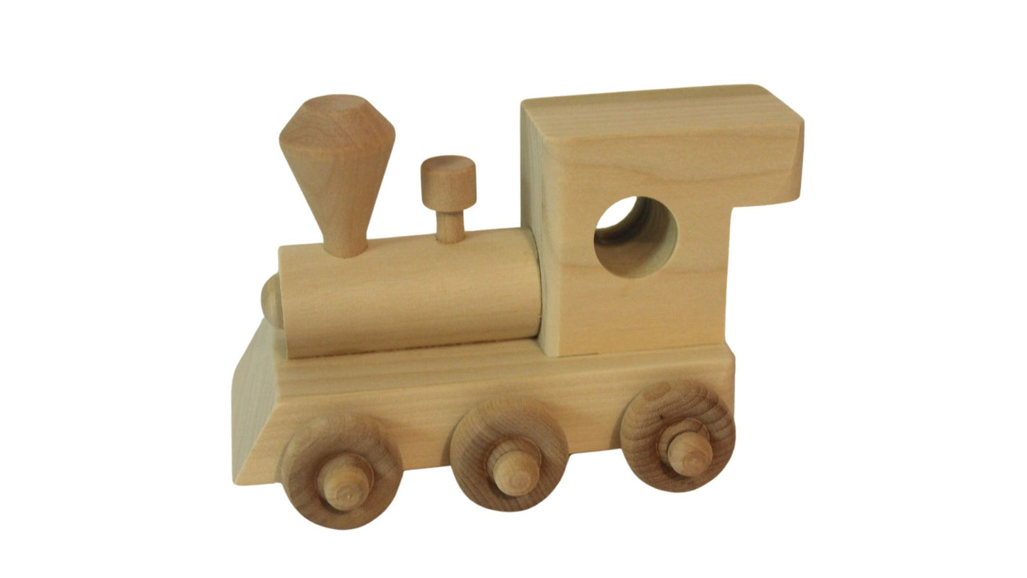 Personalized Wood Toy Train with Engine, Two Cars, and Caboose to Spell a Child's Name