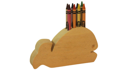 Wooden Whale Crayon Holder: Kids Art Organizer, 8 Crayons Included
