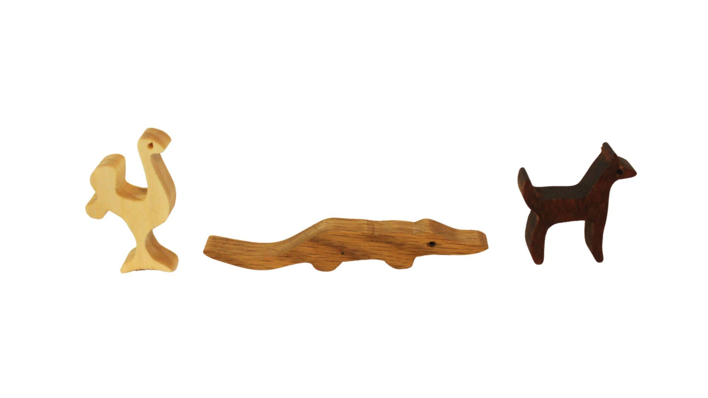 Handcrafted Wooden Noah's Ark with Animal Pairs: Oak, Cherry, or Walnut