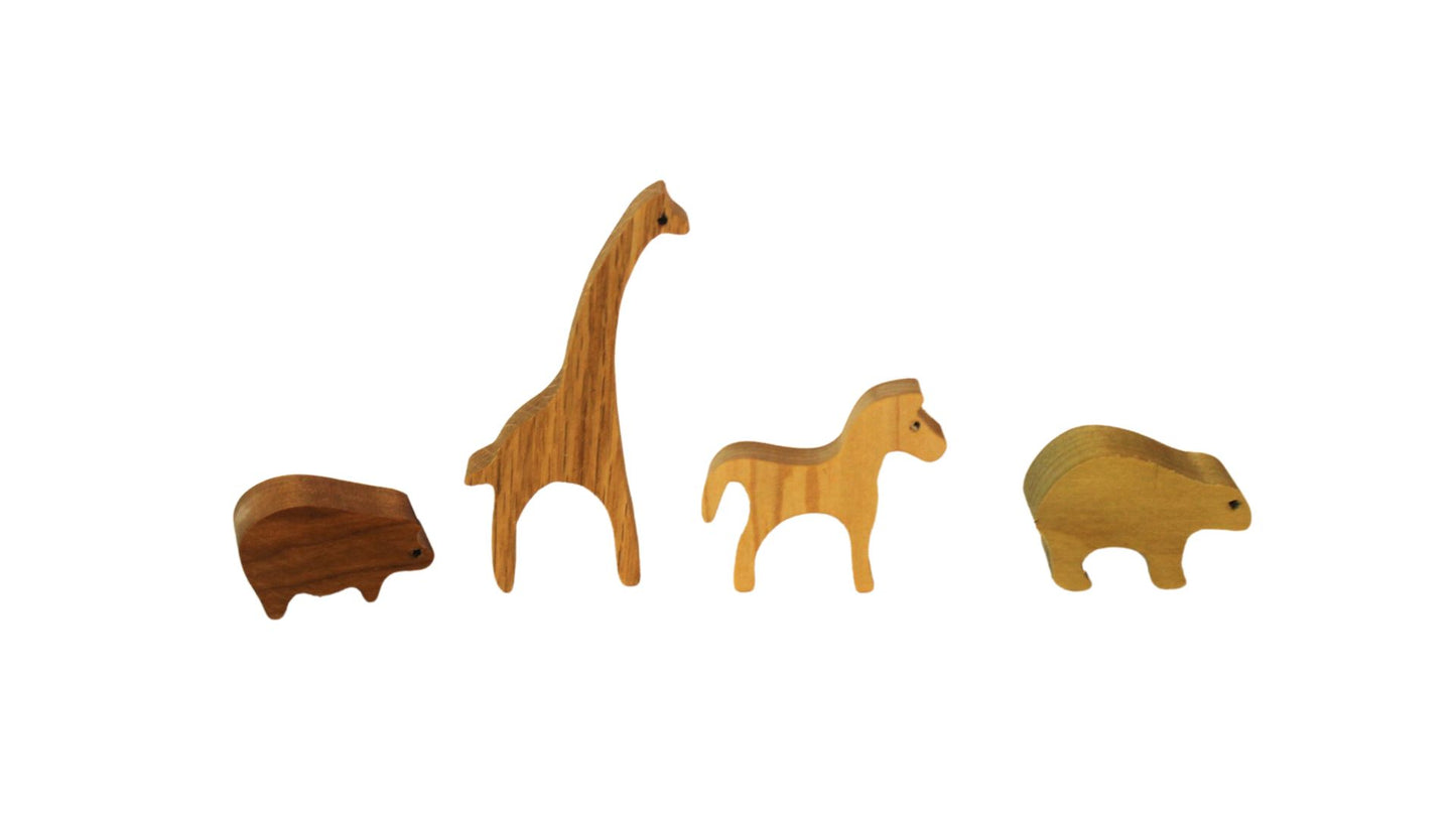 Handcrafted Wooden Noah's Ark with Animal Pairs: Oak, Cherry, or Walnut