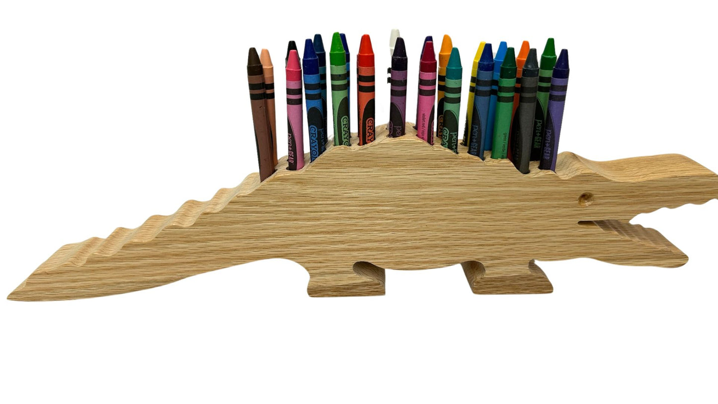 Wooden Alligator Crayon Holder: Oak or Poplar Includes 24 Crayons