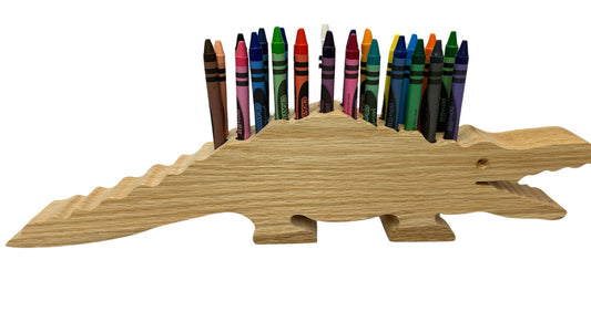 Wooden Alligator Crayon Holder: Oak or Poplar Includes 24 Crayons