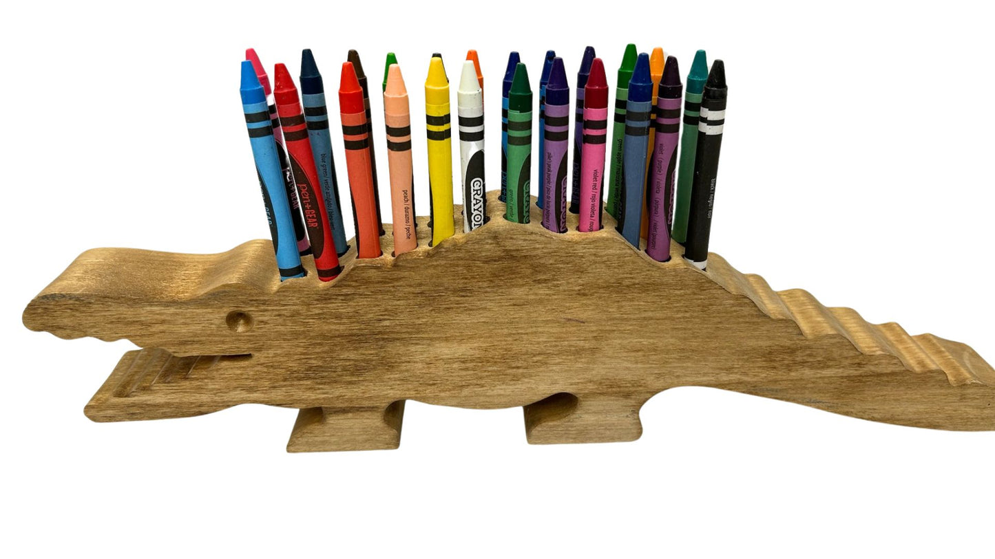 Wooden Alligator Crayon Holder: Oak or Poplar Includes 24 Crayons