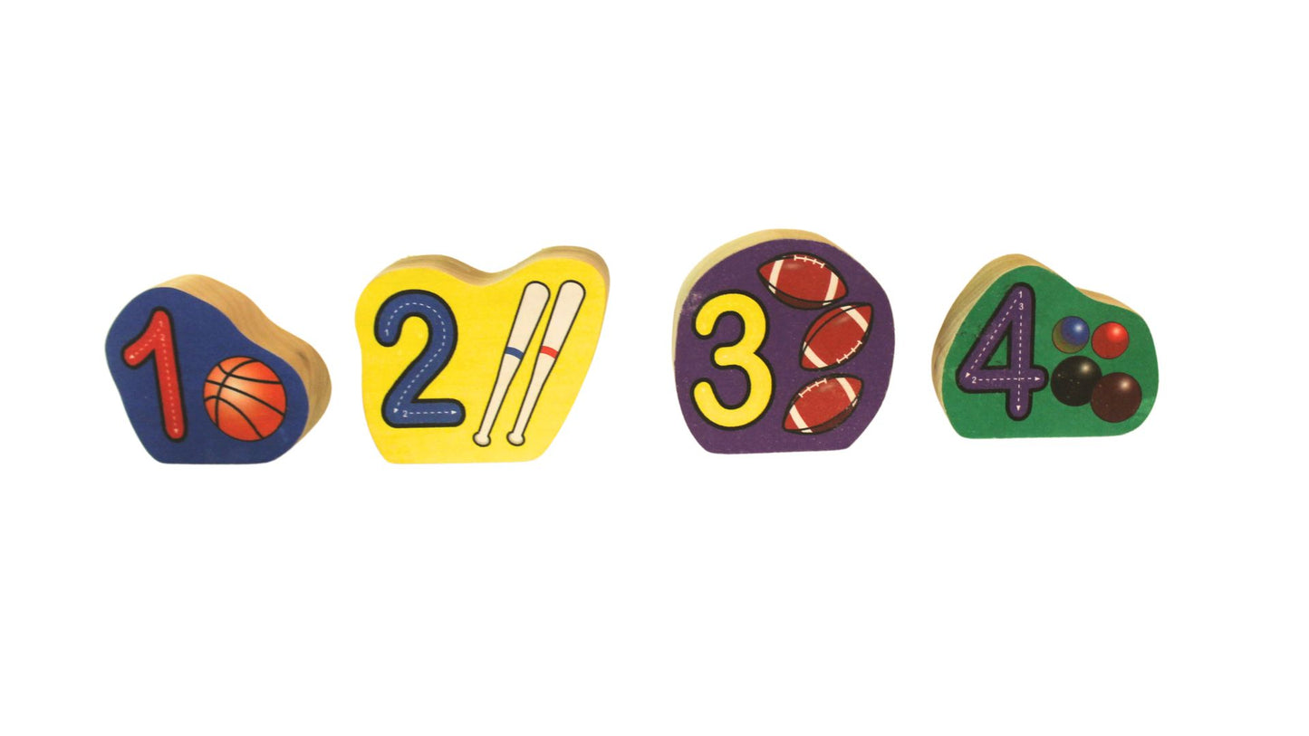Fun and Educational Toy: Number Blocks with Pictures and Spelled-Out numerals on Back