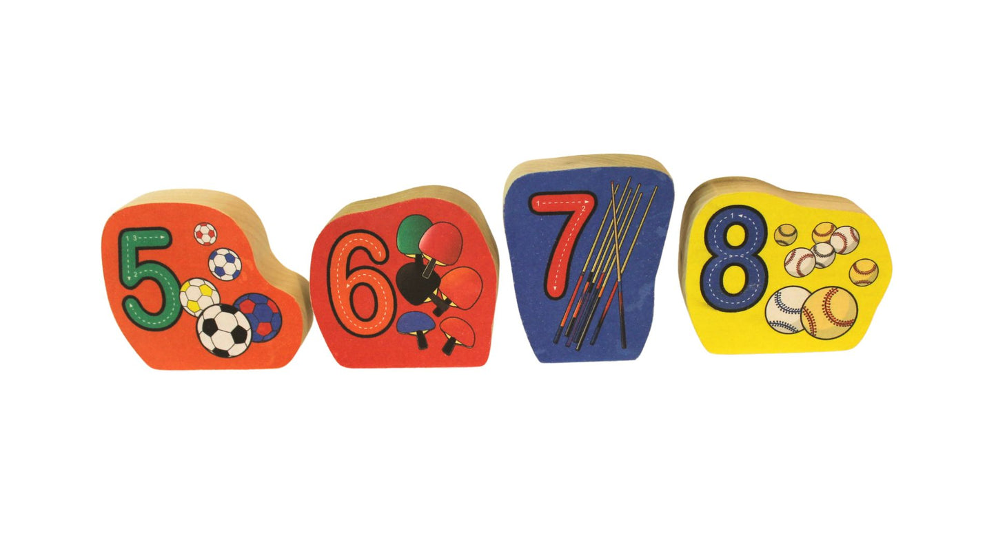 Fun and Educational Toy: Number Blocks with Pictures and Spelled-Out numerals on Back