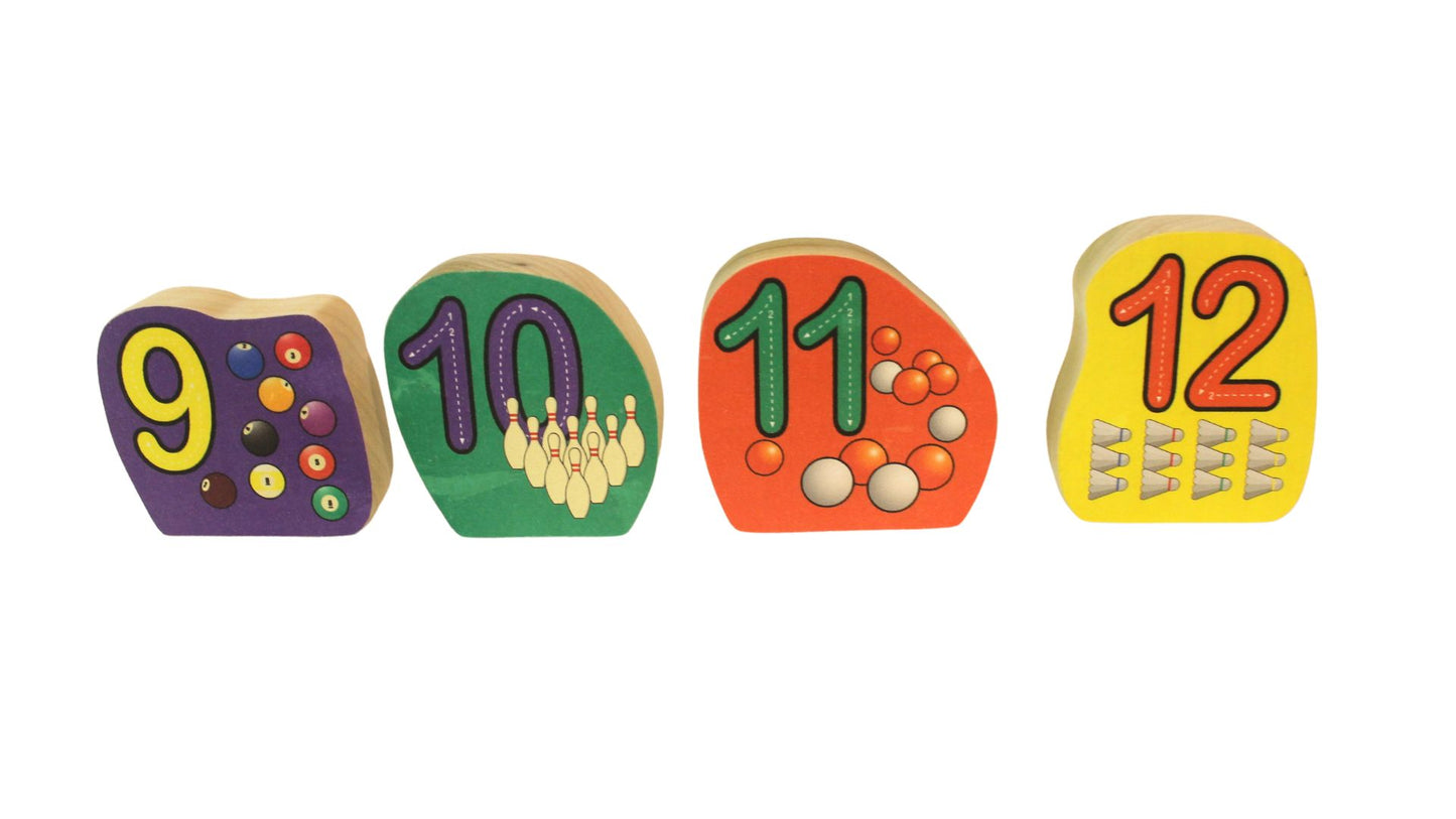 Fun and Educational Toy: Number Blocks with Pictures and Spelled-Out numerals on Back