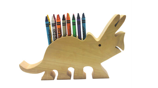 Dinosaur-Shaped Crayon Organizer - Keep 16 Included Crayons Neat and Tidy