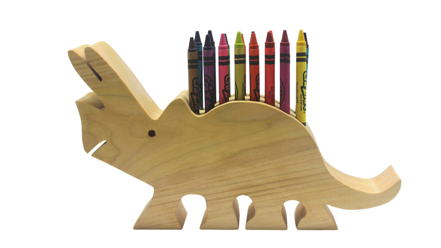 Dinosaur-Shaped Crayon Organizer - Keep 16 Included Crayons Neat and Tidy