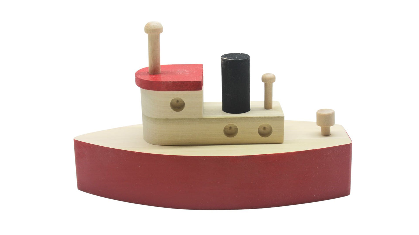 Toy Wood Tugboat (Indoor Use Only, Not Designed to Float). Handcrafted from Hardwood