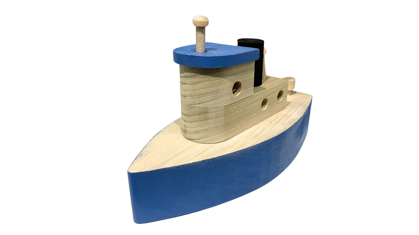 Toy Wood Tugboat (Indoor Use Only, Not Designed to Float). Handcrafted from Hardwood