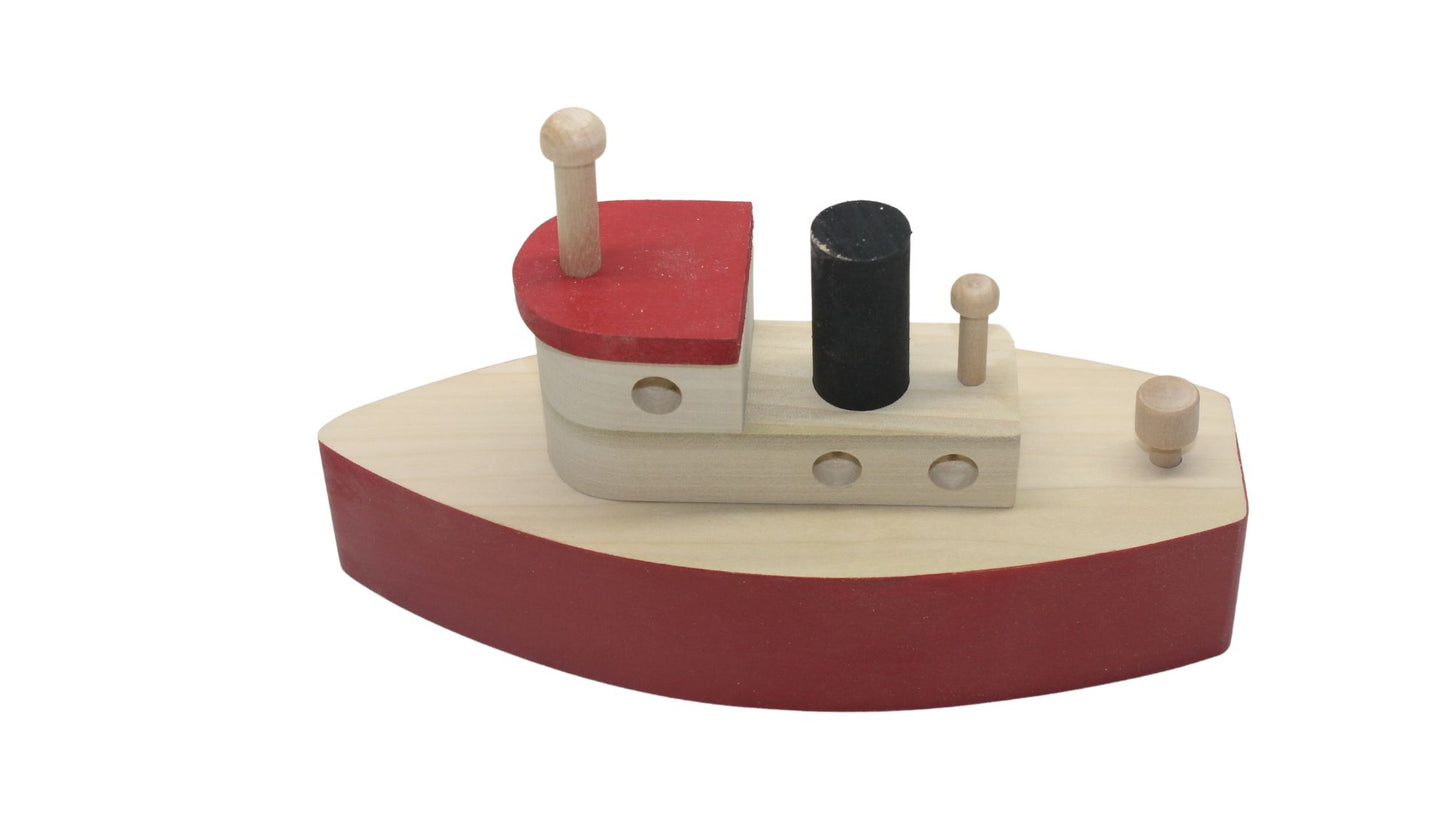 Toy Wood Tugboat (Indoor Use Only, Not Designed to Float). Handcrafted from Hardwood