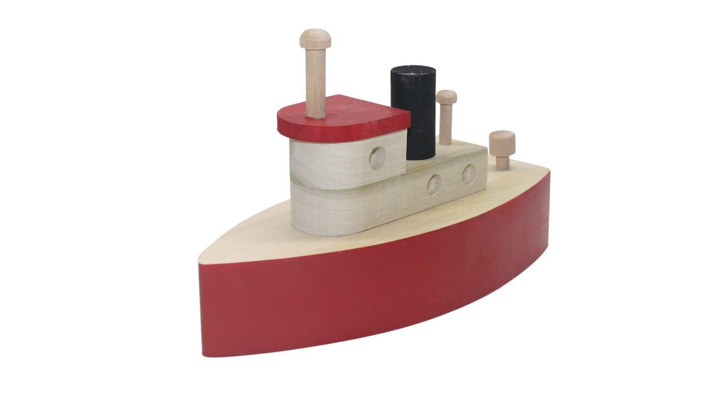 Toy Wood Tugboat (Indoor Use Only, Not Designed to Float). Handcrafted from Hardwood