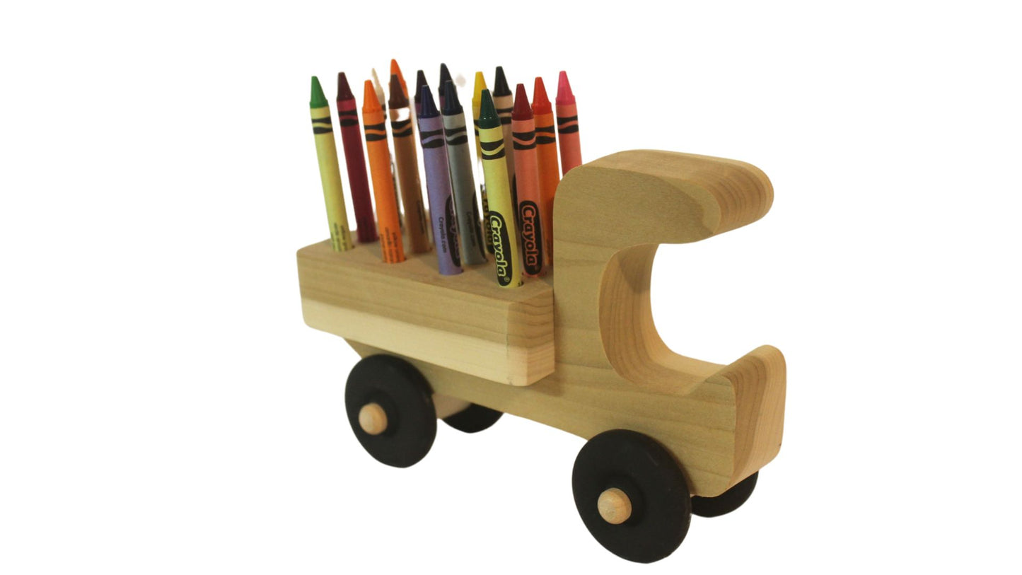 Handcrafted Wooden Truck Crayon Holder, Oak or Poplar. Holds 16 Included Crayons