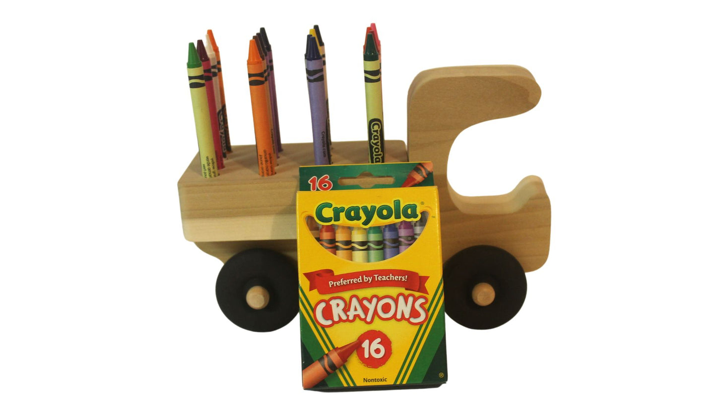 Handcrafted Wooden Truck Crayon Holder, Oak or Poplar. Holds 16 Included Crayons