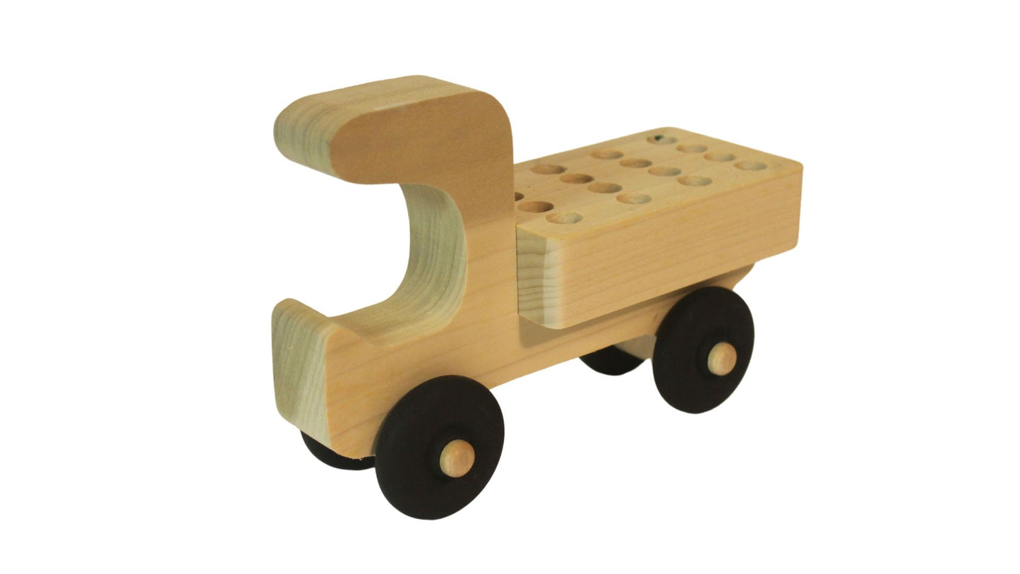 Handcrafted Wooden Truck Crayon Holder, Oak or Poplar. Holds 16 Included Crayons