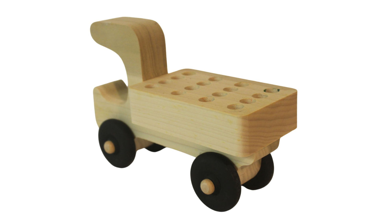 Handcrafted Wooden Truck Crayon Holder, Oak or Poplar. Holds 16 Included Crayons