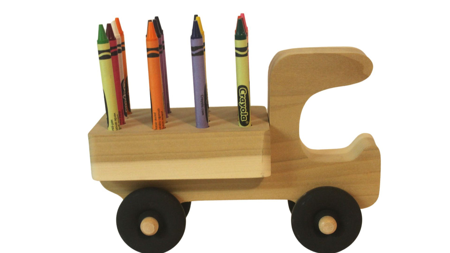 Handcrafted Wooden Truck Crayon Holder, Oak or Poplar. Holds 16 Included Crayons